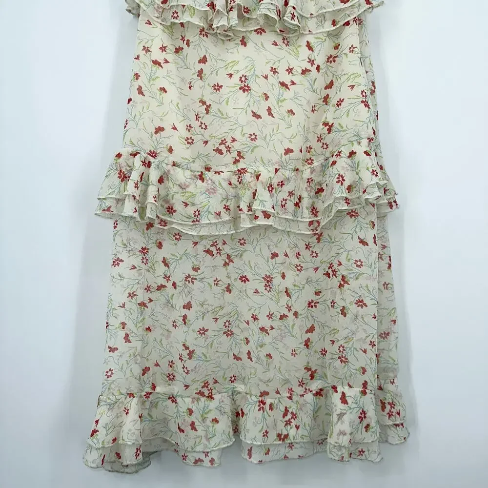 NWT Urban Outfitters Sacramento Tiered Ruffle Halter Midi Dress Floral Boho - Picture 7 of 13